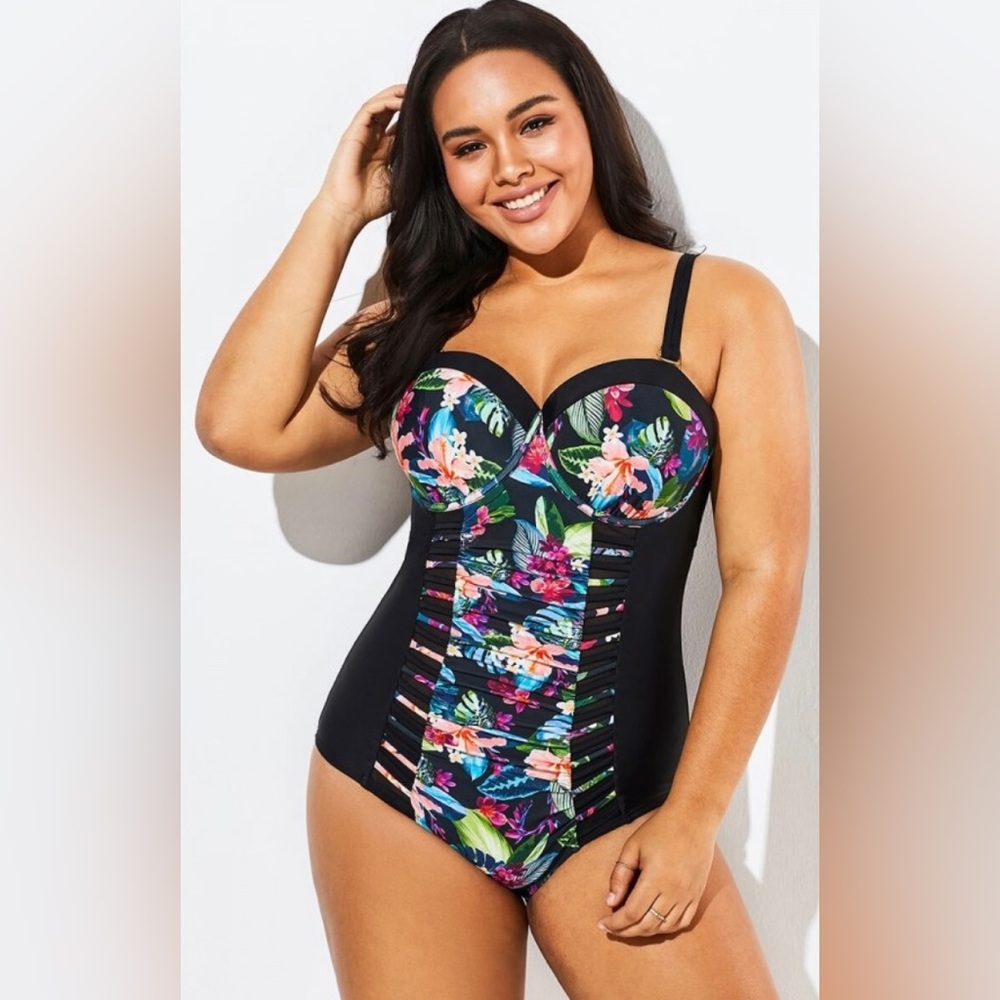 Swimsuits For All Ruched Underwire  Swimsuit - Size 14